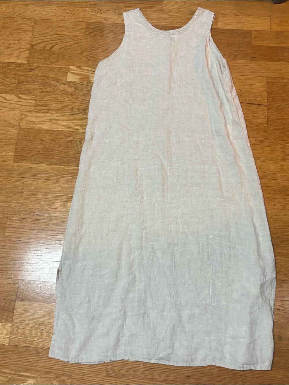 Flax by Angelheart Beige Linen Lagenlook Resortwear Beach Vacation Maxi Dress M